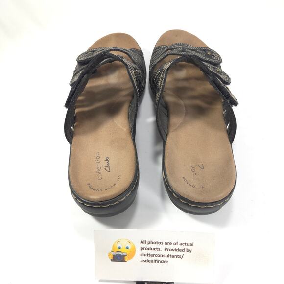 Collection by Clarks Leather Open Toe Sandal Womens Size 8.5 22545 Black - Picture 3 of 9